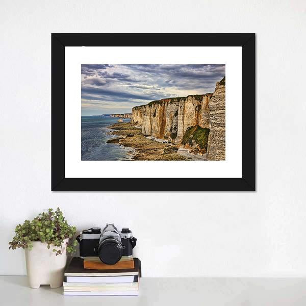 Cliffs In Etretat Canvas Wall Art-5 Horizontal-Gallery Wrap-22" x 12"-Tiaracle
