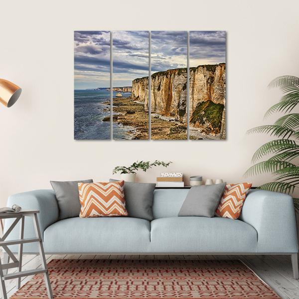 Cliffs In Etretat Canvas Wall Art-4 Horizontal-Gallery Wrap-34" x 24"-Tiaracle