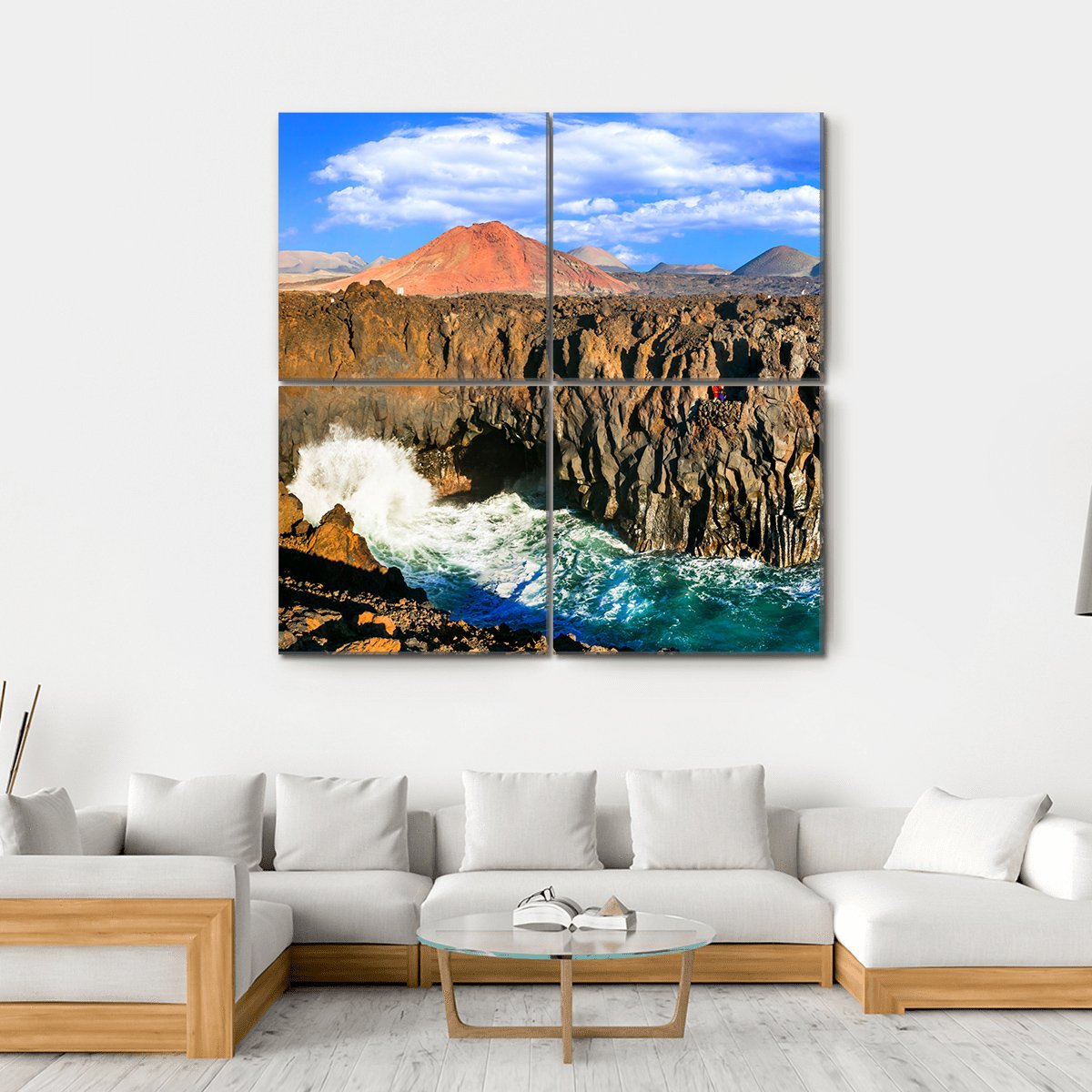 Cliffs In Lanzarote Island Canvas Wall Art-4 Square-Gallery Wrap-17" x 17"-Tiaracle