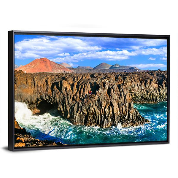 Cliffs In Lanzarote Island Canvas Wall Art-3 Horizontal-Gallery Wrap-25" x 16"-Tiaracle