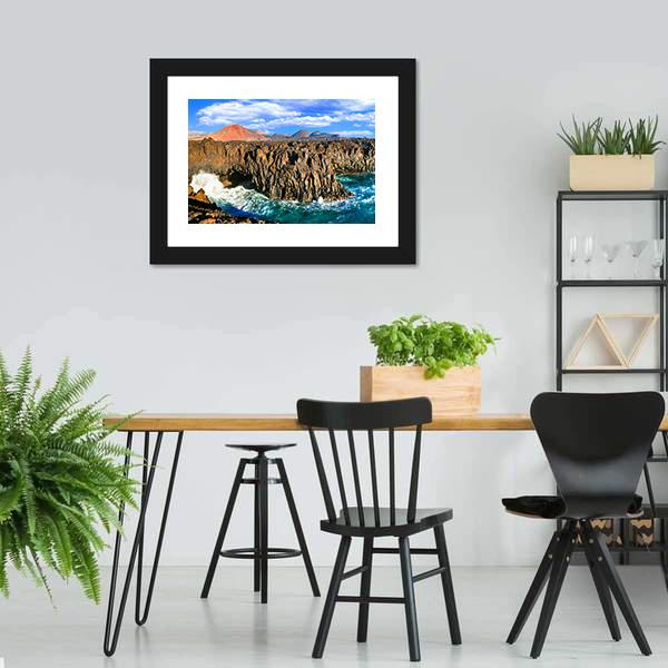 Cliffs In Lanzarote Island Panoramic Canvas Wall Art-1 Piece-36" x 12"-Tiaracle