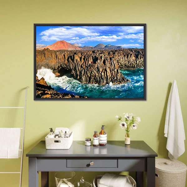 Cliffs In Lanzarote Island Panoramic Canvas Wall Art-1 Piece-36" x 12"-Tiaracle