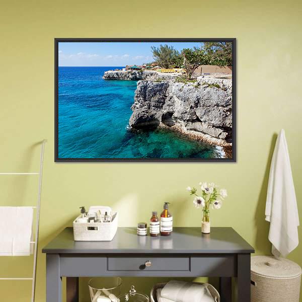Cliffs In Negril Canvas Wall Art-5 Horizontal-Gallery Wrap-22" x 12"-Tiaracle