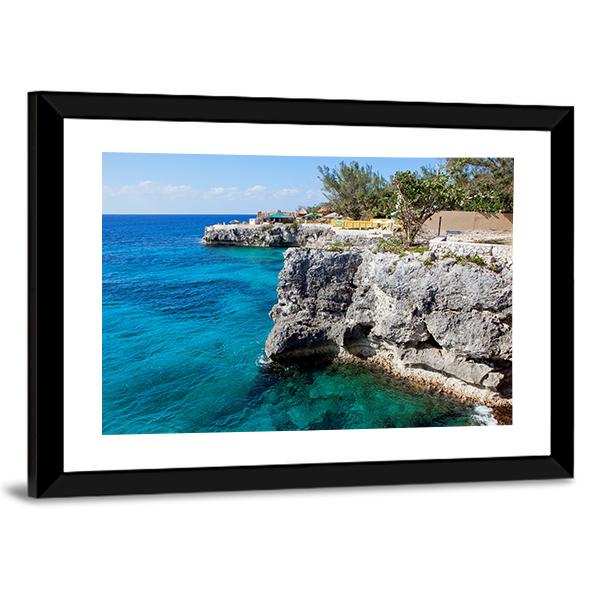 Cliffs In Negril Canvas Wall Art-5 Horizontal-Gallery Wrap-22" x 12"-Tiaracle