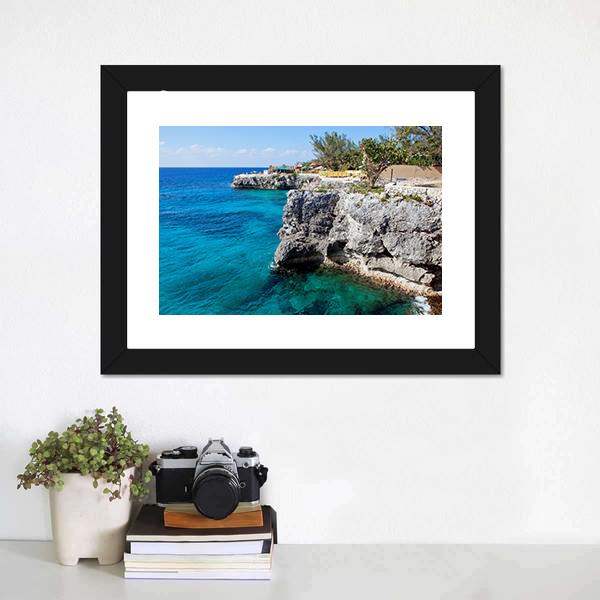 Cliffs In Negril Canvas Wall Art-5 Horizontal-Gallery Wrap-22" x 12"-Tiaracle