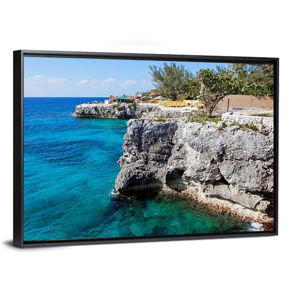 Cliffs In Negril Canvas Wall Art-5 Horizontal-Gallery Wrap-22" x 12"-Tiaracle