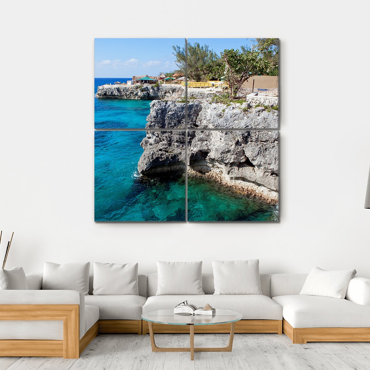 Cliffs In Negril Canvas Wall Art-4 Square-Gallery Wrap-17" x 17"-Tiaracle
