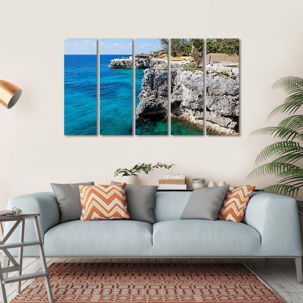 Cliffs In Negril Canvas Wall Art-5 Horizontal-Gallery Wrap-22" x 12"-Tiaracle