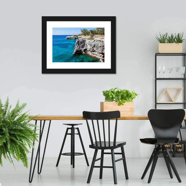 Cliffs In Negril Canvas Wall Art-3 Horizontal-Gallery Wrap-25" x 16"-Tiaracle