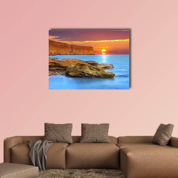 Summer Seascape Sunrise Canvas Wall Art-1 Piece-Gallery Wrap-36" x 24"-Tiaracle