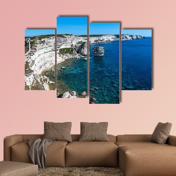 Cliffs Of Bonifacio Canvas Wall Art-4 Pop-Gallery Wrap-50" x 32"-Tiaracle