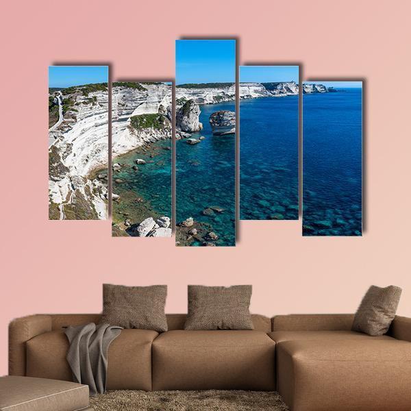 Cliffs Of Bonifacio Canvas Wall Art-5 Pop-Gallery Wrap-47" x 32"-Tiaracle