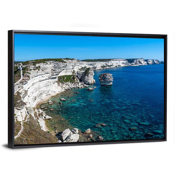 Cliffs Of Bonifacio Canvas Wall Art-3 Horizontal-Gallery Wrap-25" x 16"-Tiaracle