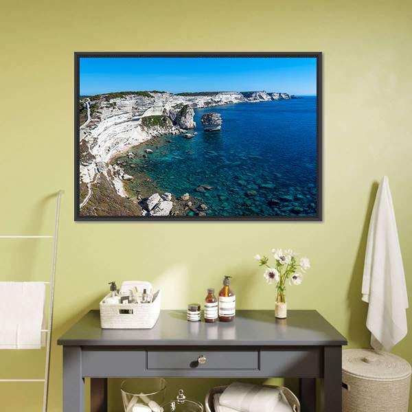 Cliffs Of Bonifacio Canvas Wall Art-3 Horizontal-Gallery Wrap-25" x 16"-Tiaracle