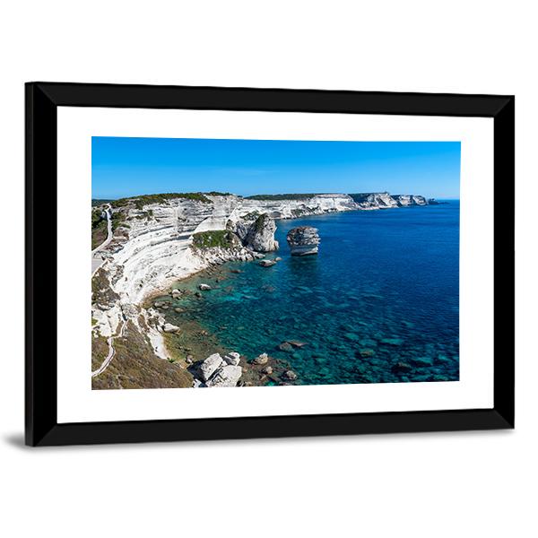 Cliffs Of Bonifacio Canvas Wall Art-3 Horizontal-Gallery Wrap-25" x 16"-Tiaracle