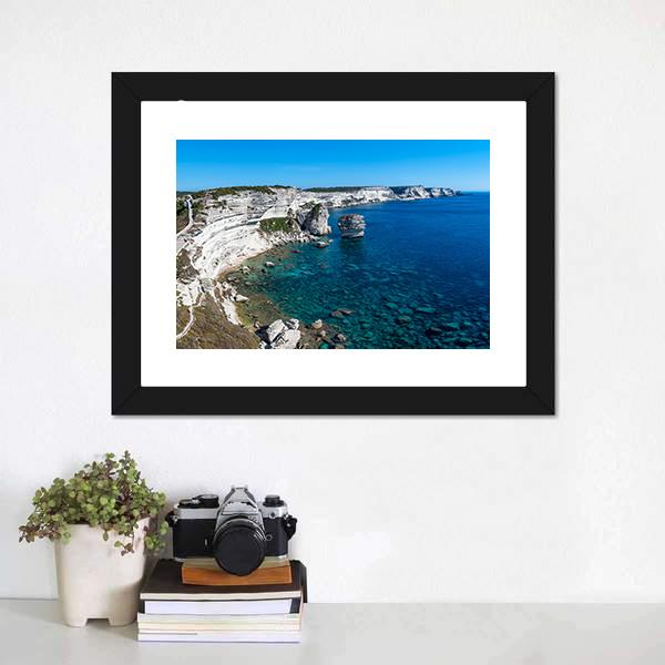 Cliffs Of Bonifacio Canvas Wall Art-3 Horizontal-Gallery Wrap-25" x 16"-Tiaracle