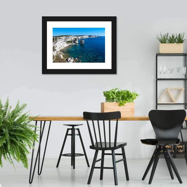 Cliffs Of Bonifacio Canvas Wall Art-3 Horizontal-Gallery Wrap-25" x 16"-Tiaracle