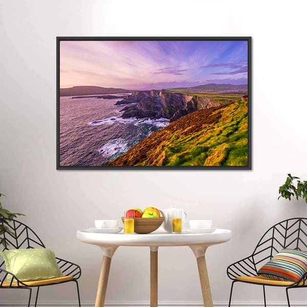 Cliffs Of Kerry Canvas Wall Art-1 Piece-Floating Frame-24" x 16"-Tiaracle