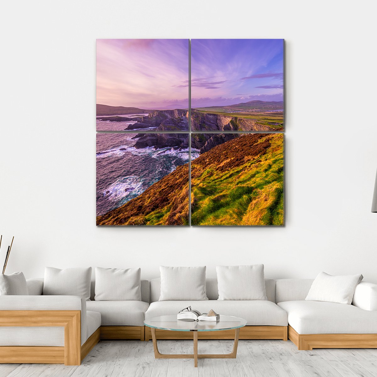 Cliffs Of Kerry Canvas Wall Art-4 Square-Gallery Wrap-17" x 17"-Tiaracle