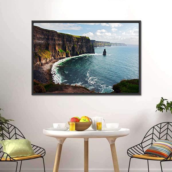 Cliffs Of Moher Canvas Wall Art-1 Piece-Floating Frame-24" x 16"-Tiaracle
