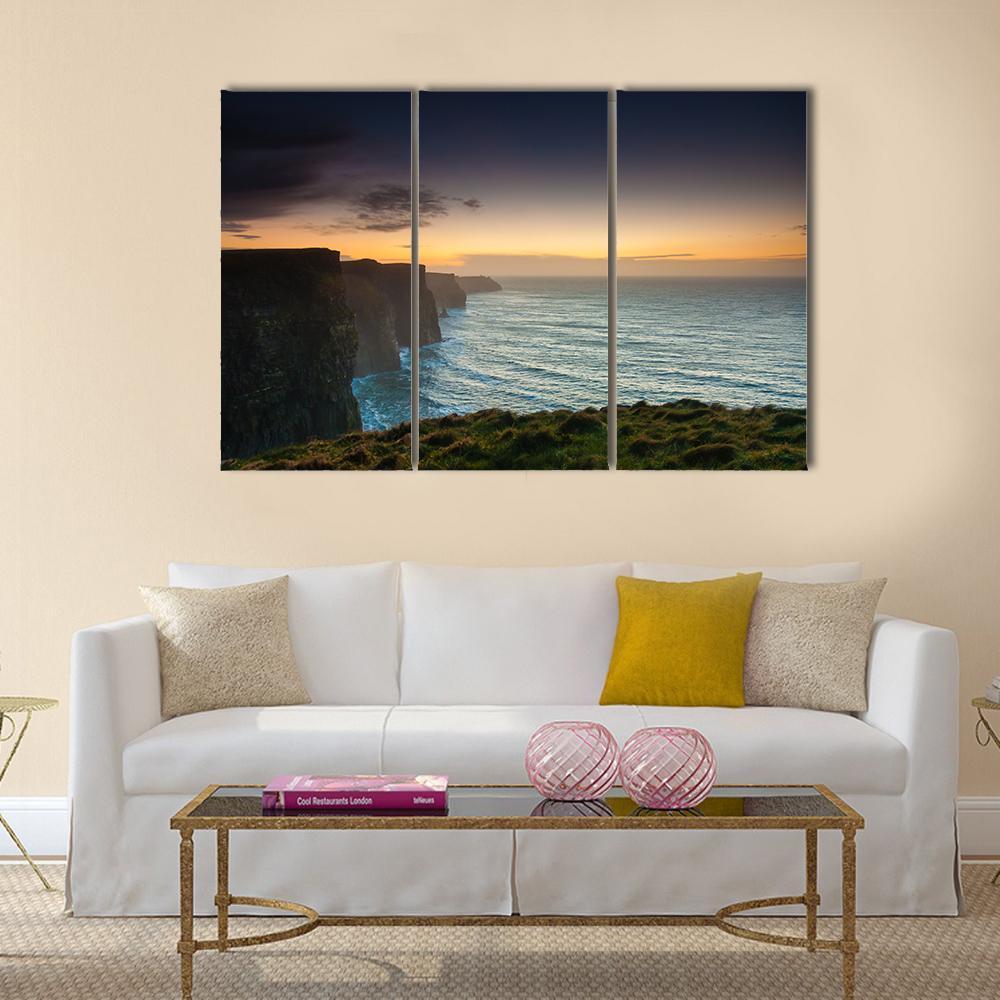 Cliffs Of Moher In Evening Canvas Wall Art-3 Horizontal-Gallery Wrap-37" x 24"-Tiaracle