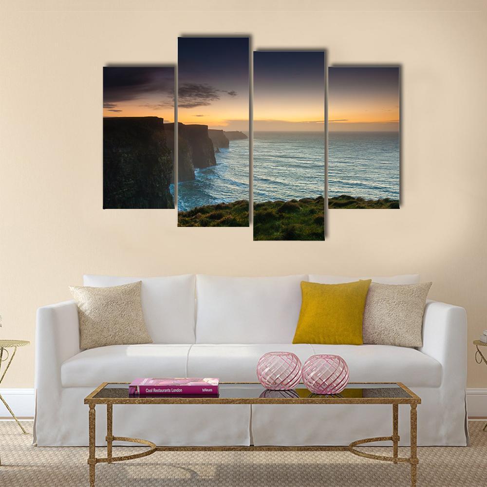 Cliffs Of Moher In Evening Canvas Wall Art-4 Pop-Gallery Wrap-50&quot; x 32&quot;-Tiaracle