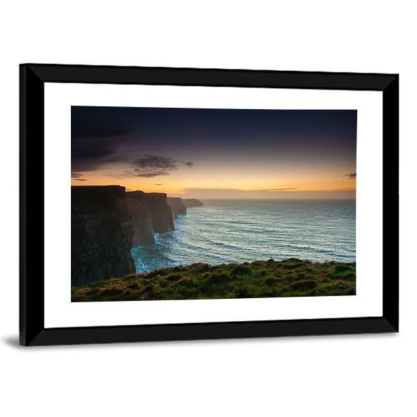 Cliffs Of Moher In Evening Panoramic Canvas Wall Art-1 Piece-36" x 12"-Tiaracle