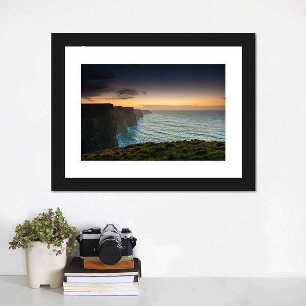 Cliffs Of Moher In Evening Panoramic Canvas Wall Art-1 Piece-36" x 12"-Tiaracle