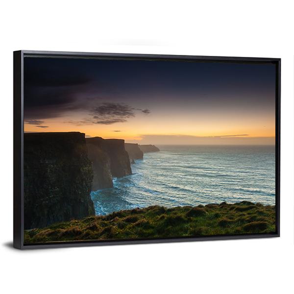Cliffs Of Moher In Evening Panoramic Canvas Wall Art-1 Piece-36" x 12"-Tiaracle