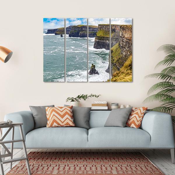 Cliffs Of Moher In Ireland Canvas Wall Art-4 Horizontal-Gallery Wrap-34" x 24"-Tiaracle