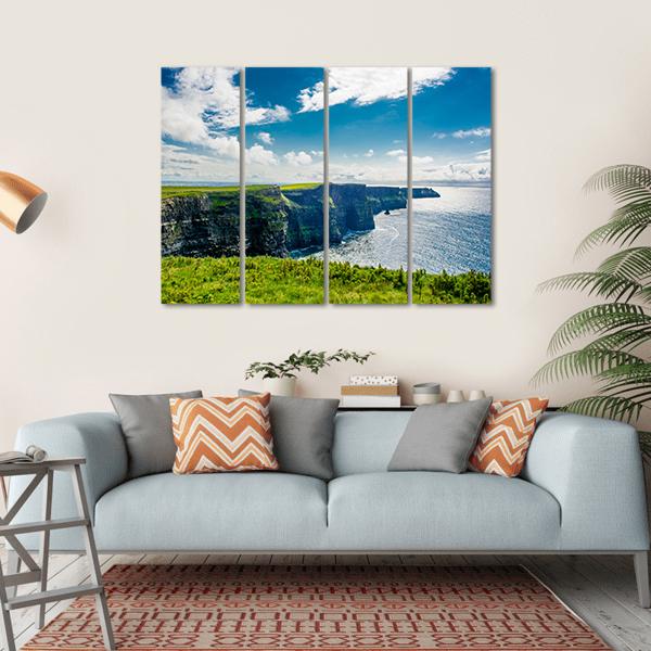 Cliffs Of Moher In Ireland Canvas Wall Art-4 Horizontal-Gallery Wrap-34" x 24"-Tiaracle