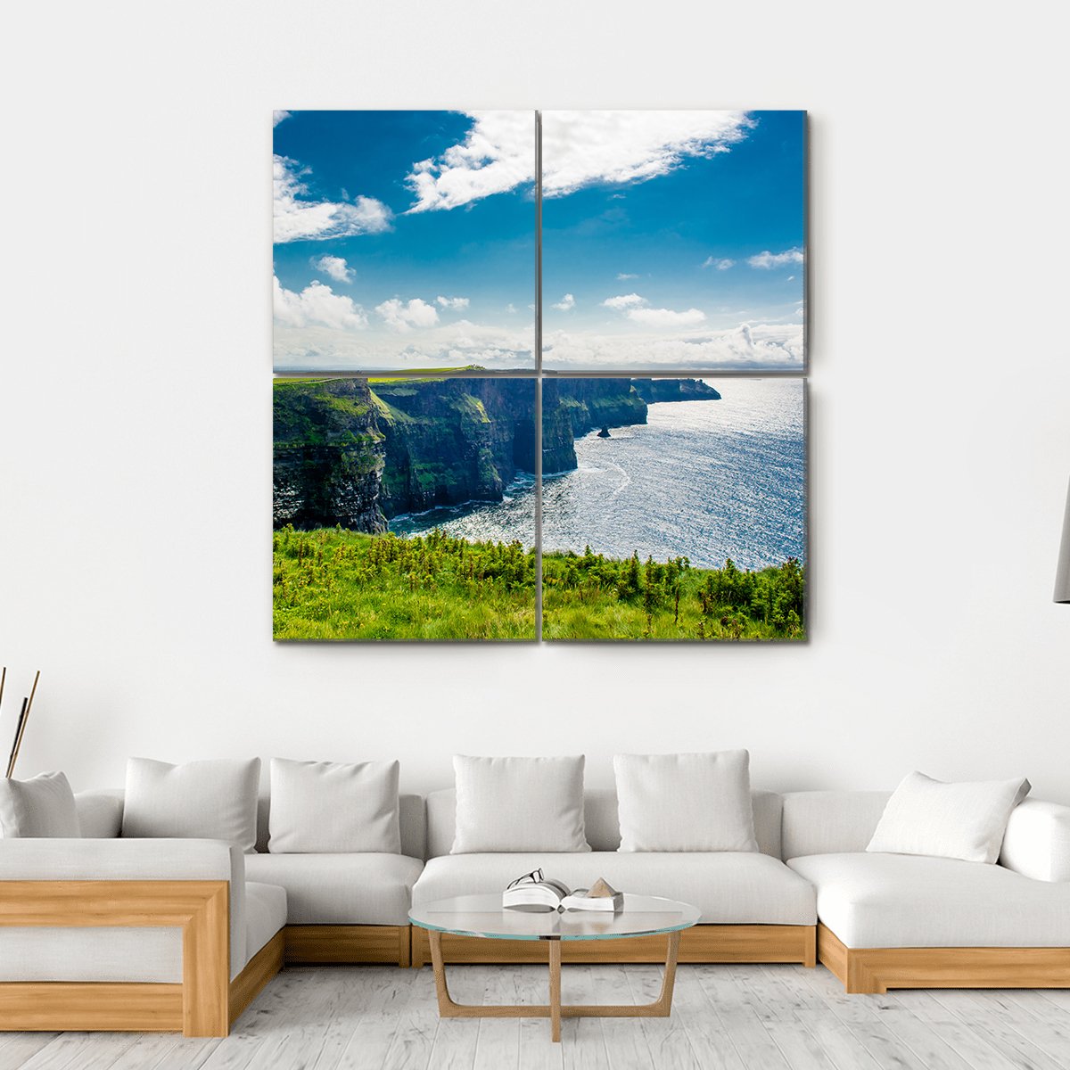 Cliffs Of Moher In Ireland Canvas Wall Art-4 Square-Gallery Wrap-17" x 17"-Tiaracle