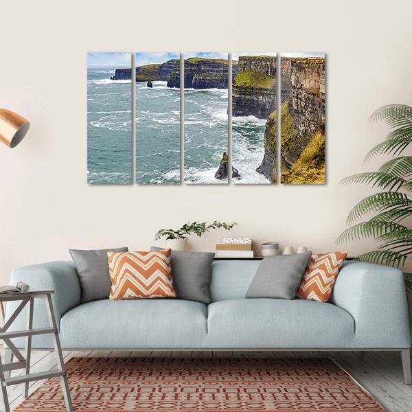 Cliffs Of Moher In Ireland Canvas Wall Art-5 Horizontal-Gallery Wrap-22" x 12"-Tiaracle