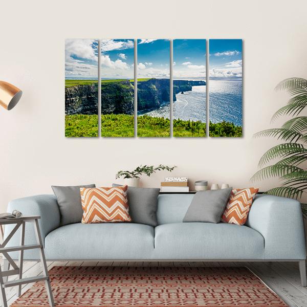 Cliffs Of Moher In Ireland Canvas Wall Art-5 Horizontal-Gallery Wrap-22" x 12"-Tiaracle