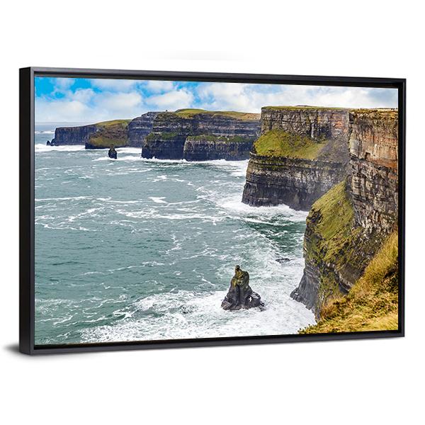 Cliffs Of Moher In Ireland Canvas Wall Art-3 Horizontal-Gallery Wrap-25" x 16"-Tiaracle