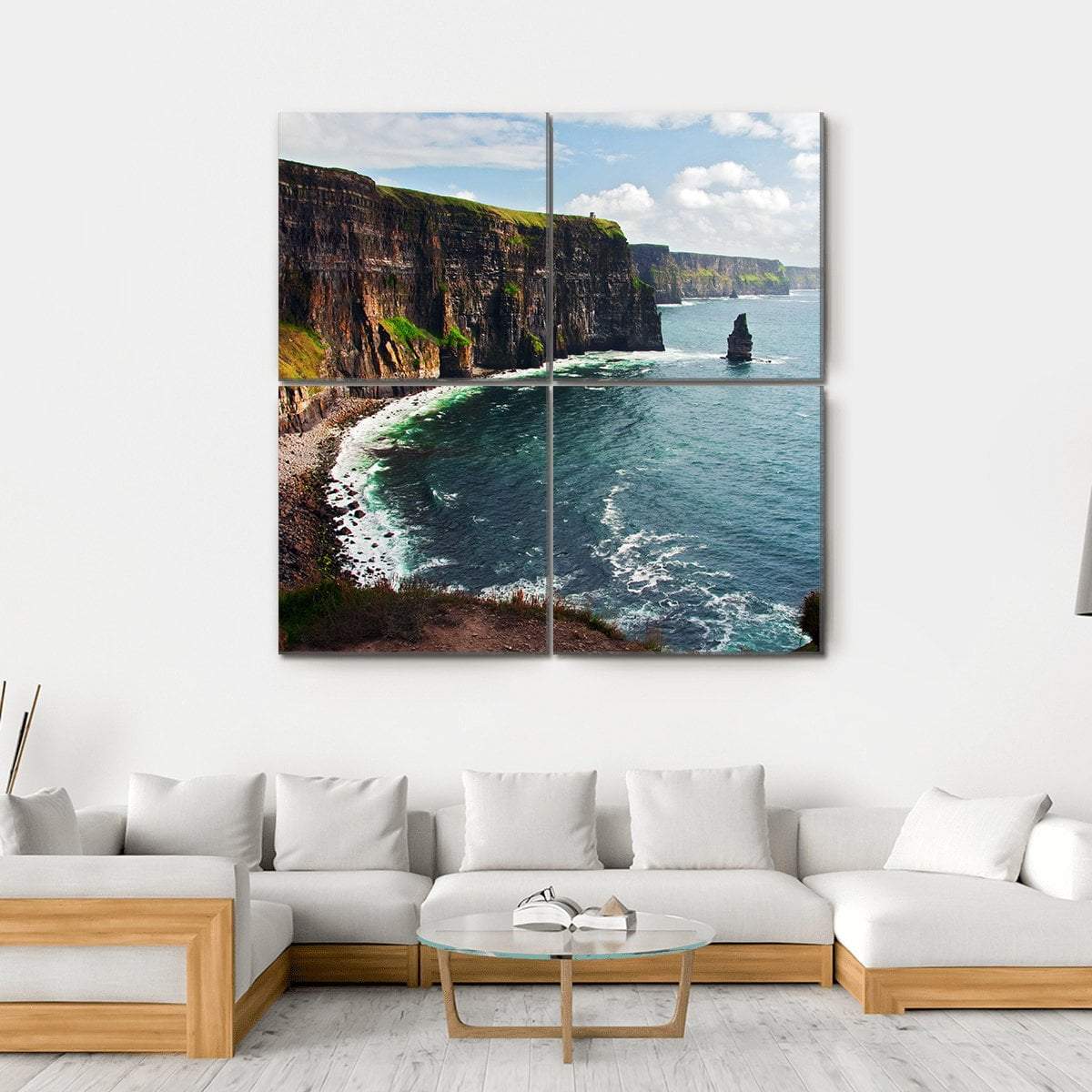 Cliffs Of Moher Canvas Wall Art-4 Square-Gallery Wrap-17" x 17"-Tiaracle