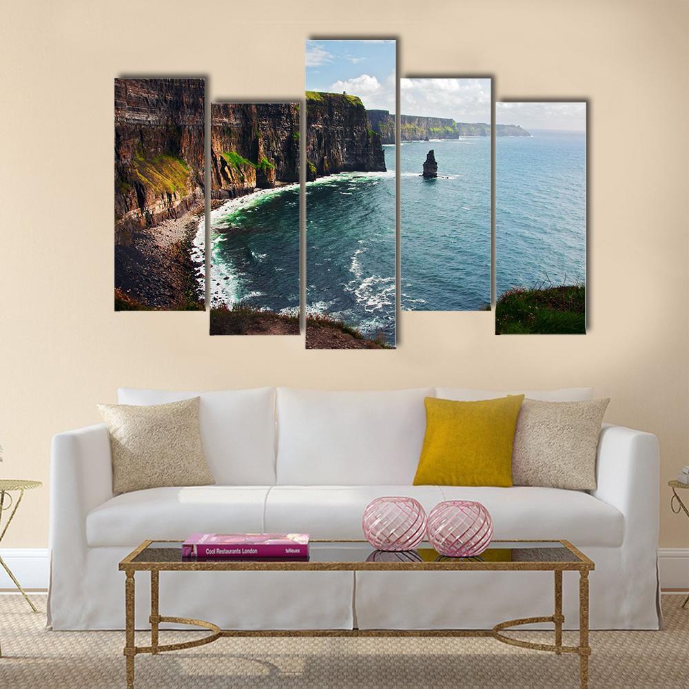 Cliffs Of Moher Canvas Wall Art-5 Pop-Gallery Wrap-47" x 32"-Tiaracle