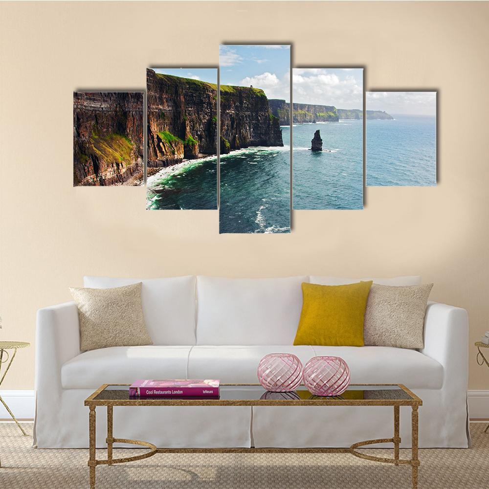 Cliffs Of Moher Canvas Wall Art-5 Pop-Gallery Wrap-47" x 32"-Tiaracle