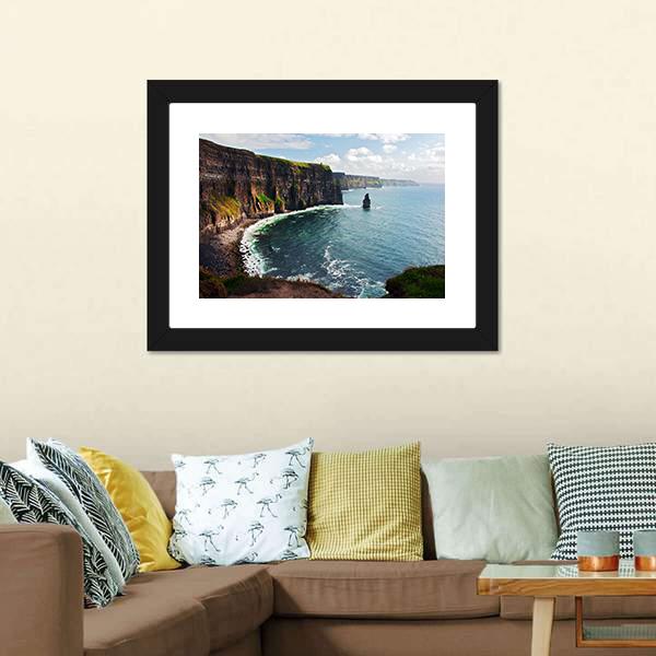 Cliffs Of Moher Canvas Wall Art-1 Piece-Framed Print-20" x 16"-Tiaracle