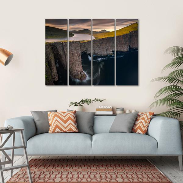 Cliffs Of Vagar Canvas Wall Art-4 Horizontal-Gallery Wrap-34" x 24"-Tiaracle