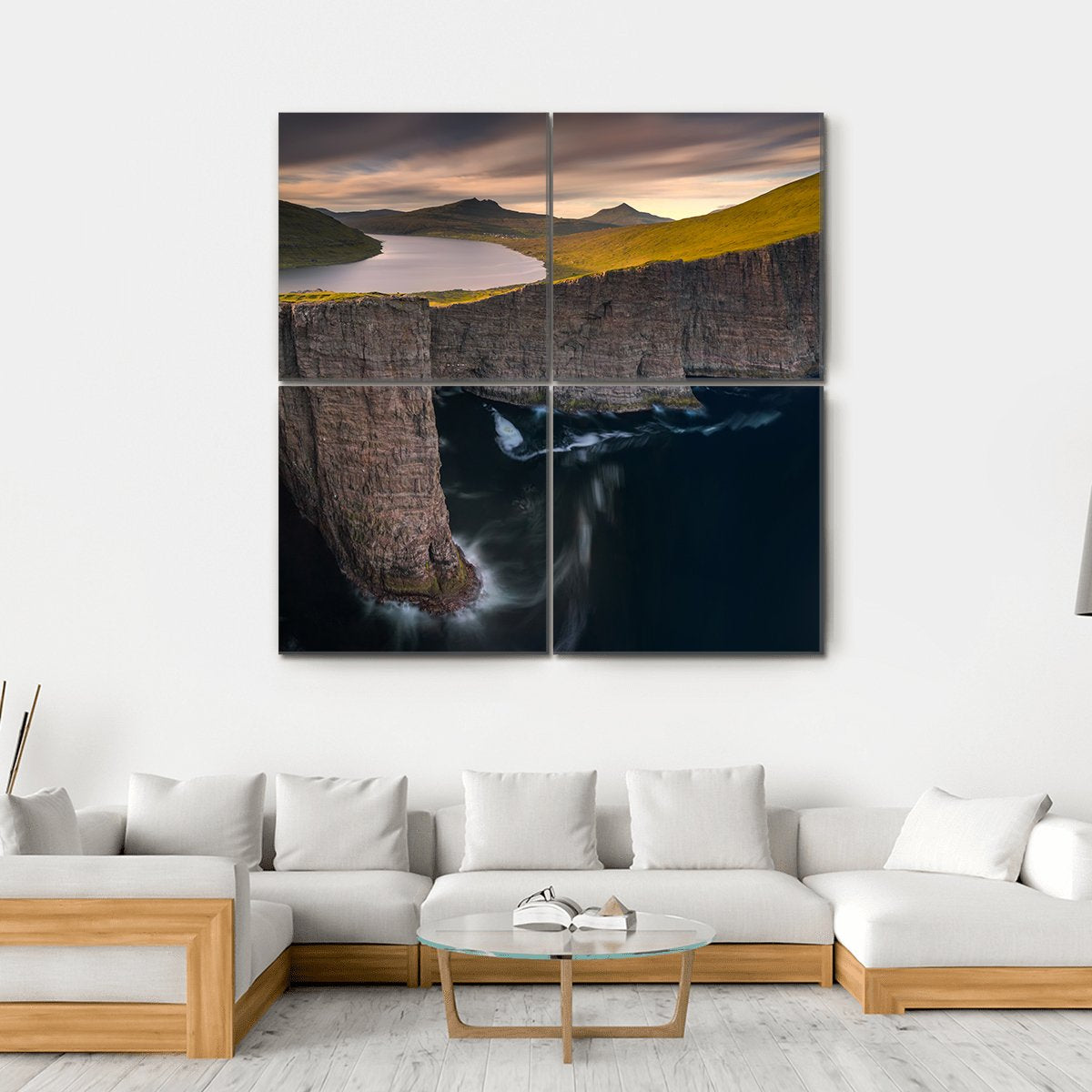 Cliffs Of Vagar Canvas Wall Art-4 Square-Gallery Wrap-17" x 17"-Tiaracle