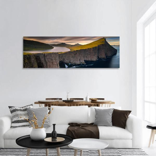 Cliffs Of Vagar Panoramic Canvas Wall Art-3 Piece-25" x 08"-Tiaracle