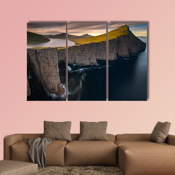 Cliffs Of Vagar Canvas Wall Art-3 Horizontal-Gallery Wrap-37" x 24"-Tiaracle
