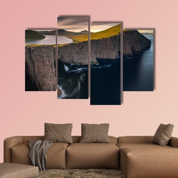Cliffs Of Vagar Canvas Wall Art-3 Horizontal-Gallery Wrap-37" x 24"-Tiaracle