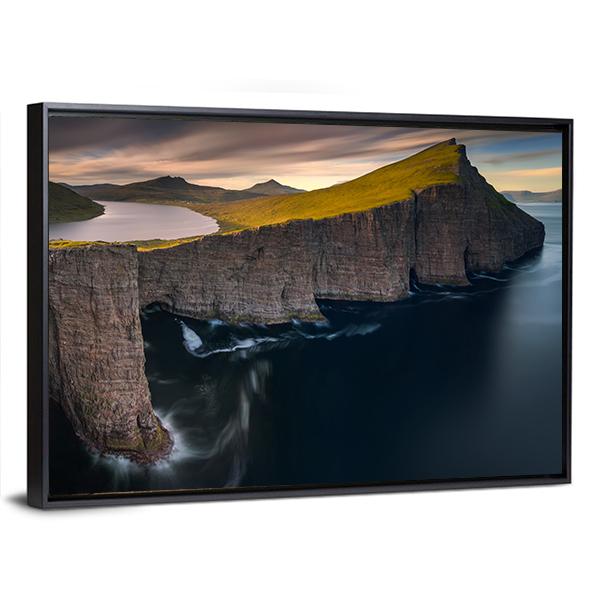 Cliffs Of Vagar Canvas Wall Art-3 Horizontal-Gallery Wrap-25" x 16"-Tiaracle