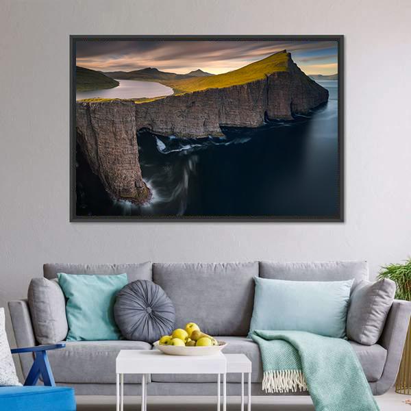 Cliffs Of Vagar Canvas Wall Art-3 Horizontal-Gallery Wrap-25" x 16"-Tiaracle
