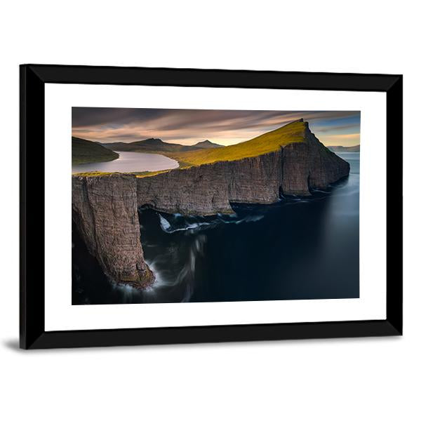 Cliffs Of Vagar Canvas Wall Art-3 Horizontal-Gallery Wrap-25" x 16"-Tiaracle
