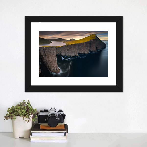 Cliffs Of Vagar Canvas Wall Art-3 Horizontal-Gallery Wrap-25" x 16"-Tiaracle