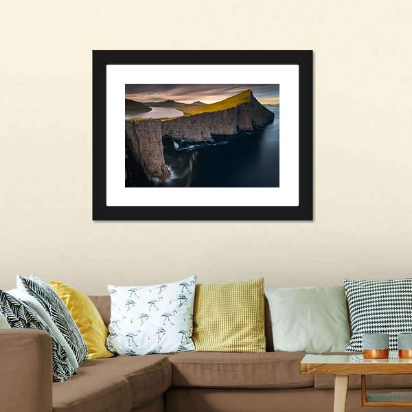 Cliffs Of Vagar Canvas Wall Art-1 Piece-Framed Print-20" x 16"-Tiaracle