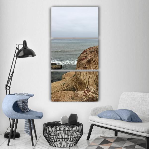 Cliffs On Ocean Vertical Canvas Wall Art-3 Vertical-Gallery Wrap-12" x 25"-Tiaracle